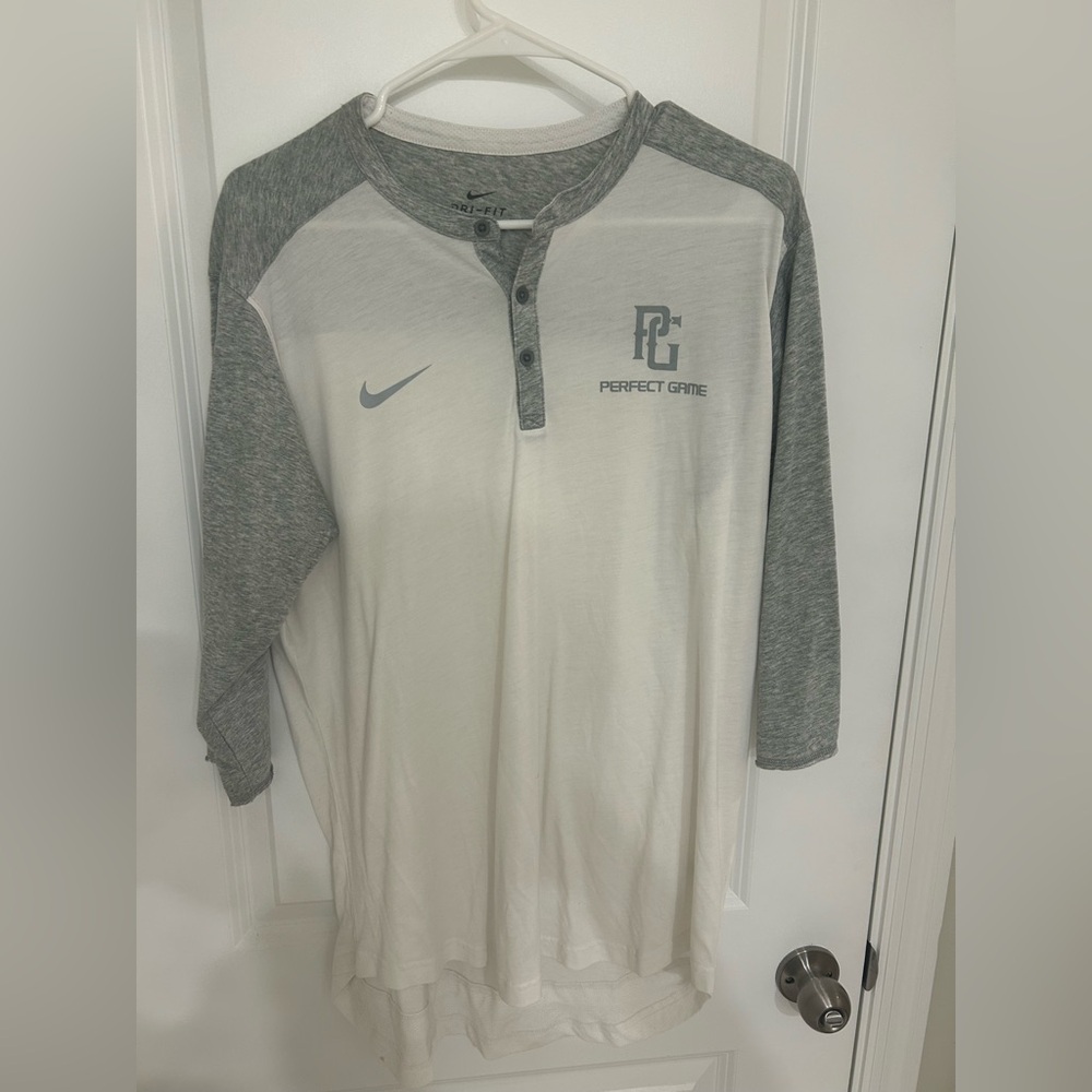 Nike Perfect Game Men's Gray and White 3/4 Sleeve